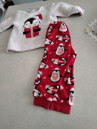 Pigiama bimba pinguini natalizi