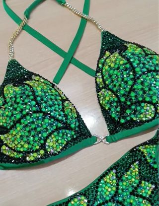 Bikini Competición Figure Verde y Dorado