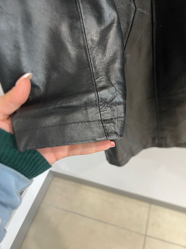 Giacca in vera pelle nera donna