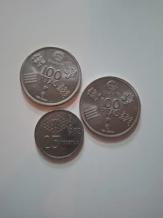 Monedas 100 y 25 Pesetas Mundial 82