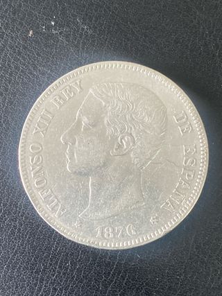 Moneda plata de 5 pesetas 1876 DEM *76