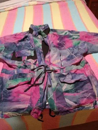 Chaqueta vintage multicolor con estampado abstract