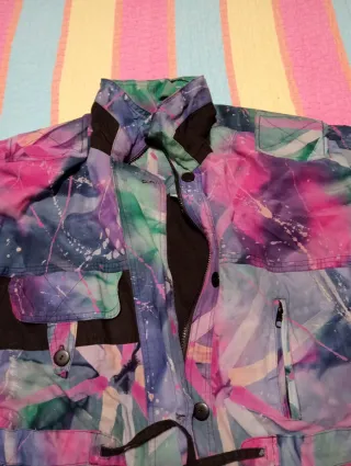 Chaqueta vintage multicolor con estampado abstract