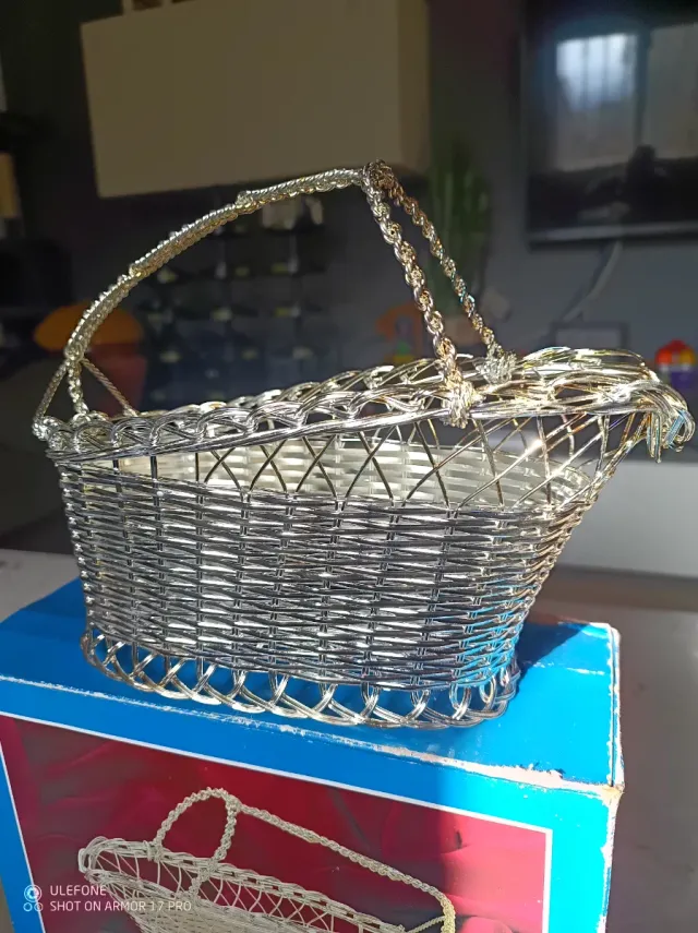 Botellero Plata Metal Mimbre