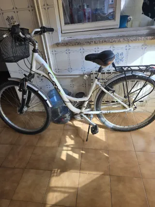 Bicicleta blanca con cesta
