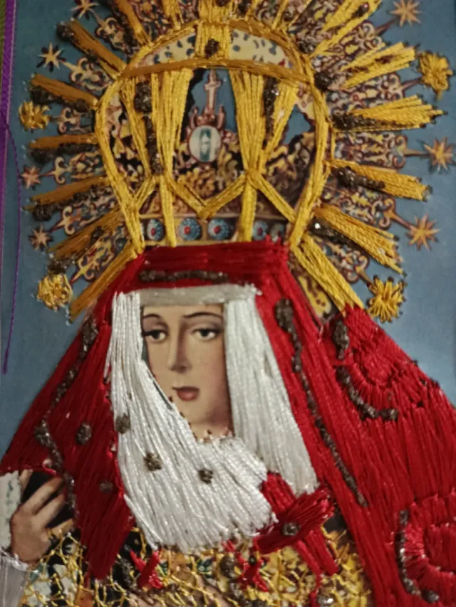 Cuadro Esperanza Macarena Bordado con hilo de cose