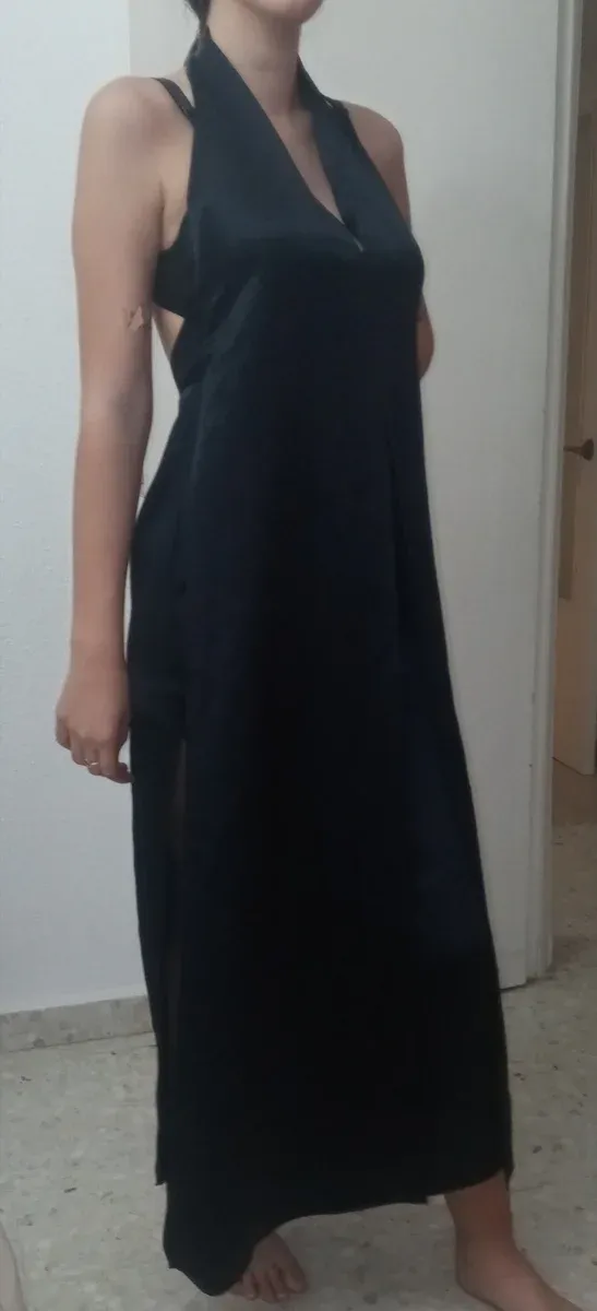 Vestido largo negro fiesta Zara