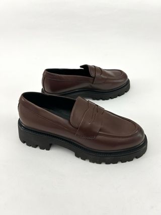 Mocassini donna vera pelle marrone 40