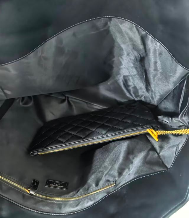 Bolso YSL Negro Acolchado Logo Dorado