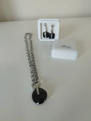 Conjunto Lotus Plata y Negro