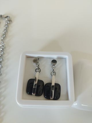 Conjunto Lotus Plata y Negro