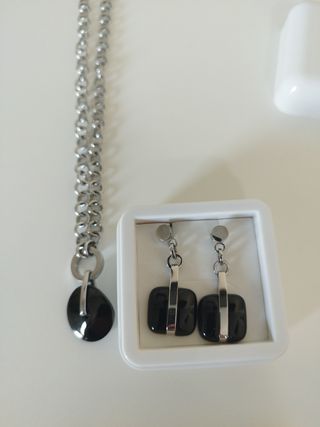 Conjunto Lotus Plata y Negro
