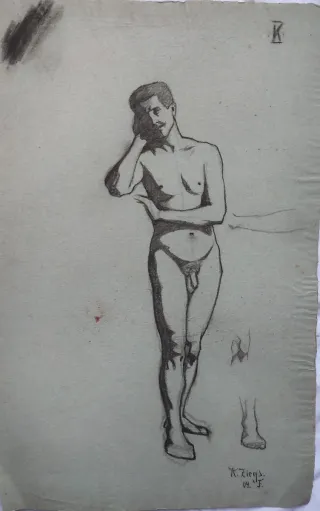 2 Nudi maschili primi '900 carboncini