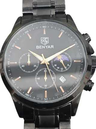 Reloj Benyar Acero Negro y Dorado