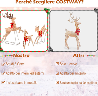 Set di 3 Renne Natalizie Illuminate, Famiglia di R