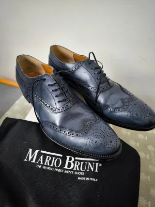 Mario Bruni Scarpe Uomo Pelle Blu Eleganti pelle