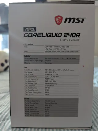 Raffreddamento a liquido per CPU MSI MAG CORELIQUID 240R