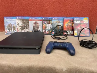 Pack PS4 Slim 7 Juegos + Mando Azul