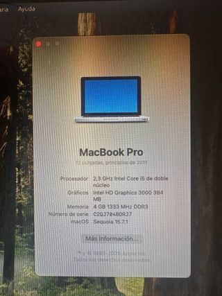 MacBook Pro 2011 Plata “macOS SEQUOIA”