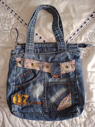 Borsa jeans ragazza multi tasche