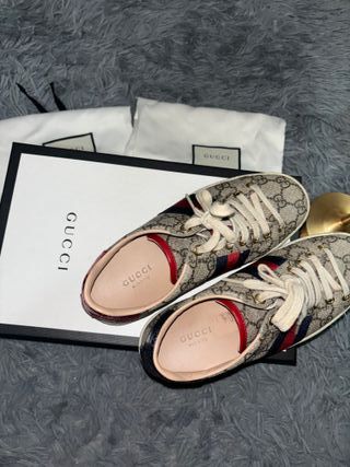 Zapatillas Gucci Beige y Rojo