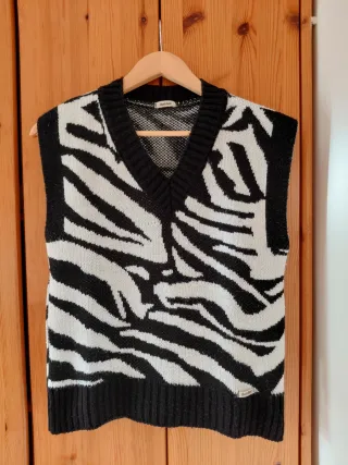 Chaleco de punto mujer estampado cebra