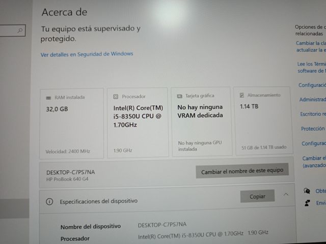 Ordenador portátil HP i5 Plata