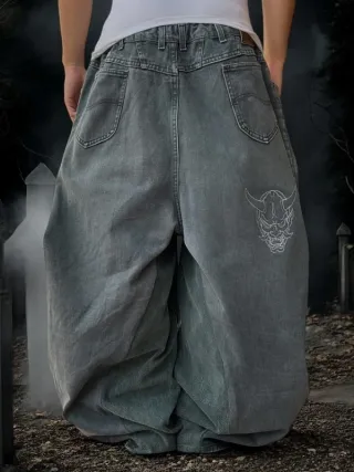 Pantalone baggy pants JNCO style y2k ricamato