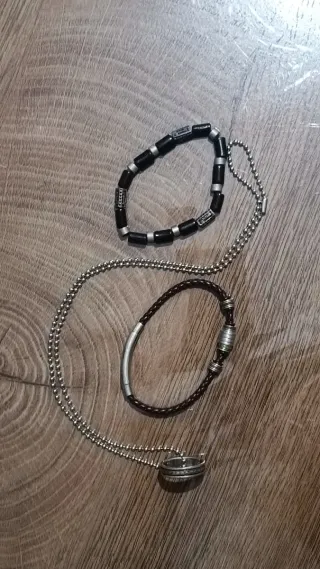 Set uomo collana, bracciale e anello