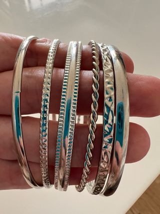 Conjunto 6 pulseras plateadas
