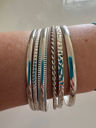 Conjunto 6 pulseras plateadas