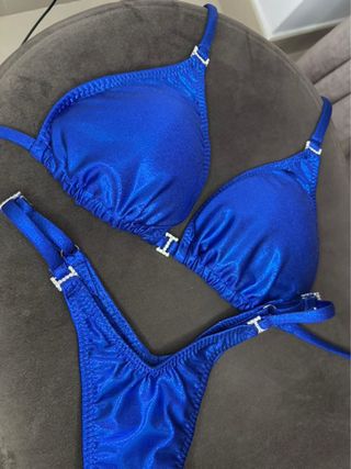 Bikini Posing Culturismo Competición Azul NUEVO