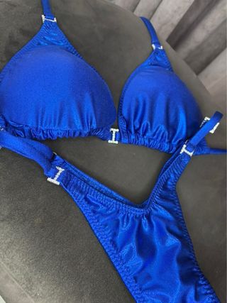 Bikini Posing Culturismo Competición Azul NUEVO