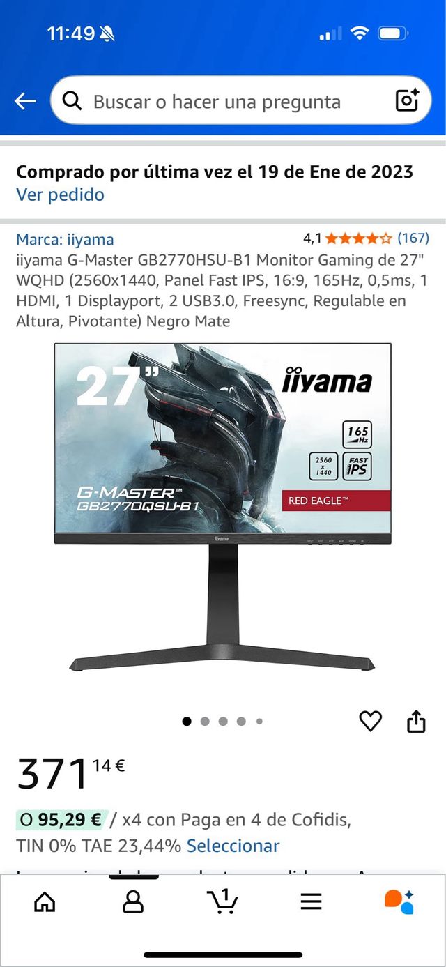 Monitor Gaming Iiyama 27 165Hz WQHD
