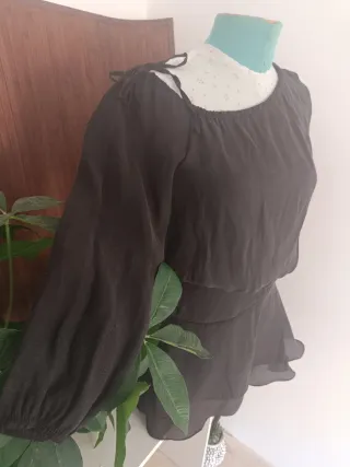 Blusa negra mujer manga larga