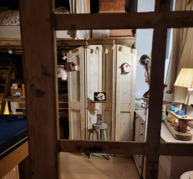 BIOMBO DE MADERA, PORTICÓN Reciclado 92,2×210cm