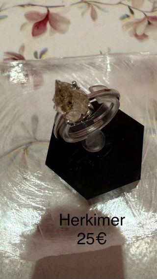 Anillos minerales naturales plata 925 ajustable 