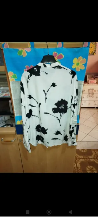 Camicia uomo fantasia floreale bianco/nero
