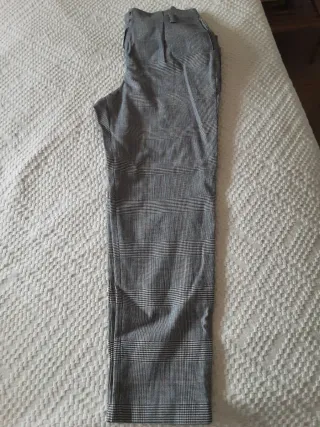Pantalón lana cuadros gris