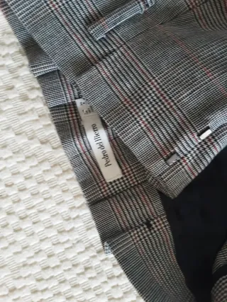 Pantalón lana cuadros gris