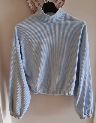 Maglia donna blu a collo alto