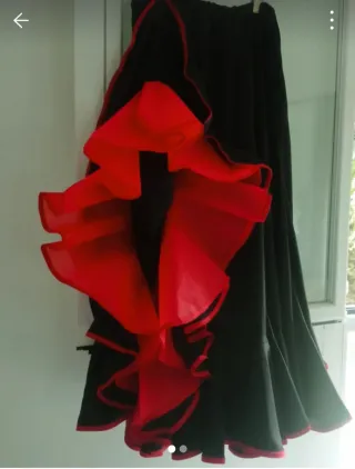 Falda Flamenca Sevillana Negra y Roja