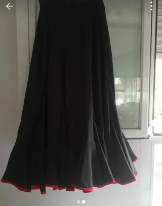 Falda Flamenca Sevillana Negra y Roja