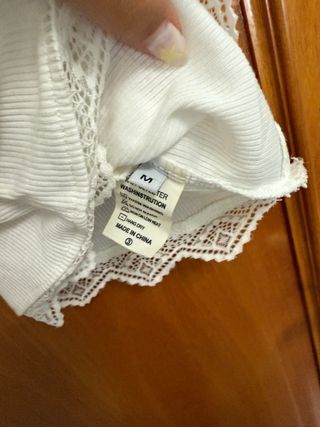 Top Zaful Blanco Encaje Tirantes Talla M