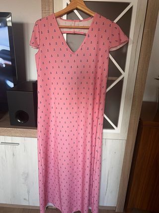 Vestido largo rosa con anclas
