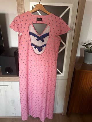 Vestido largo rosa con anclas