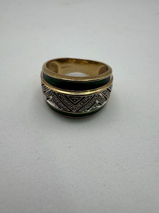 011-01-00383 ANILLO VERDE Y BRILLANTES ORO 9K