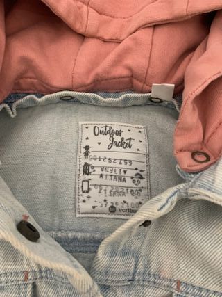 Cazadora vaquera con capucha rosa Vertbaudet