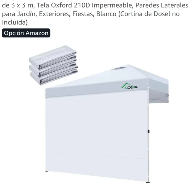 Carpa plegable 3x3 blanca con laterales .