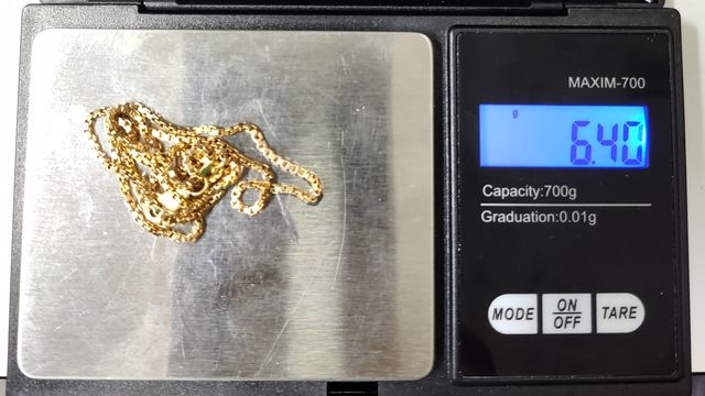 Cadena Veneciana de oro de 18k, 6.4 g, 44.5 cm.